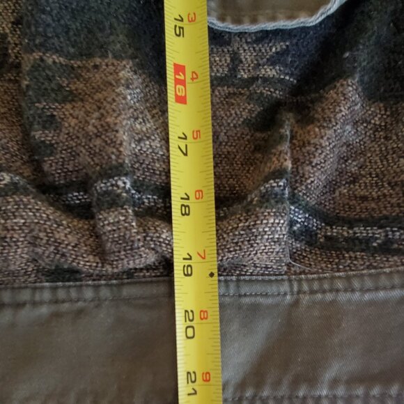 Mystree Women's small Olive Jacquared Aztec Front Twill Pleated Bomber Jacket - Picture 12 of 12